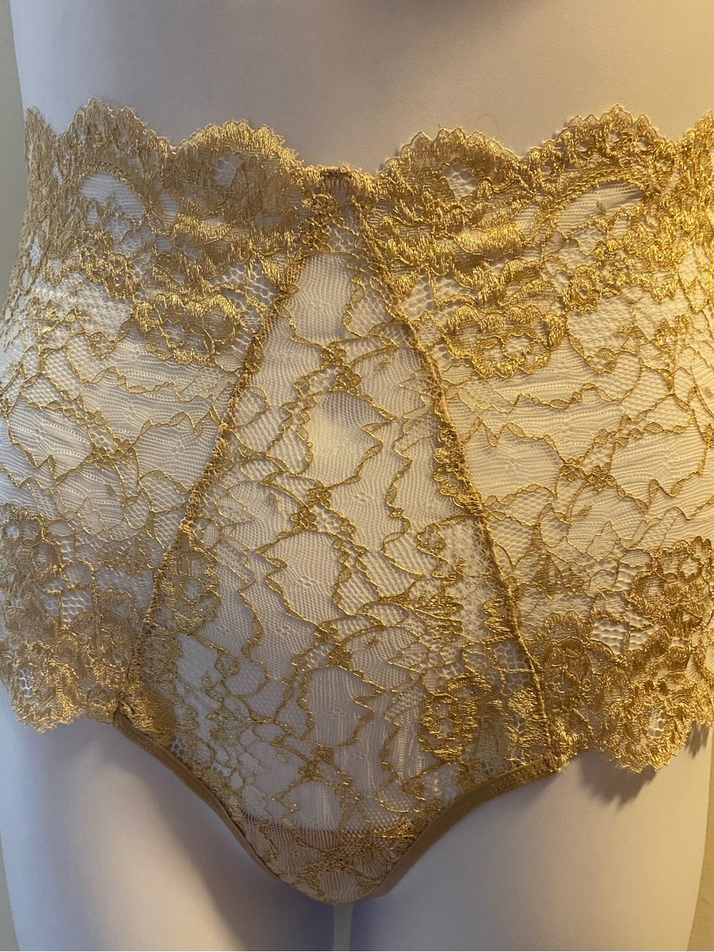 NWT Carol Coelho Intimates Gold Lace Panties